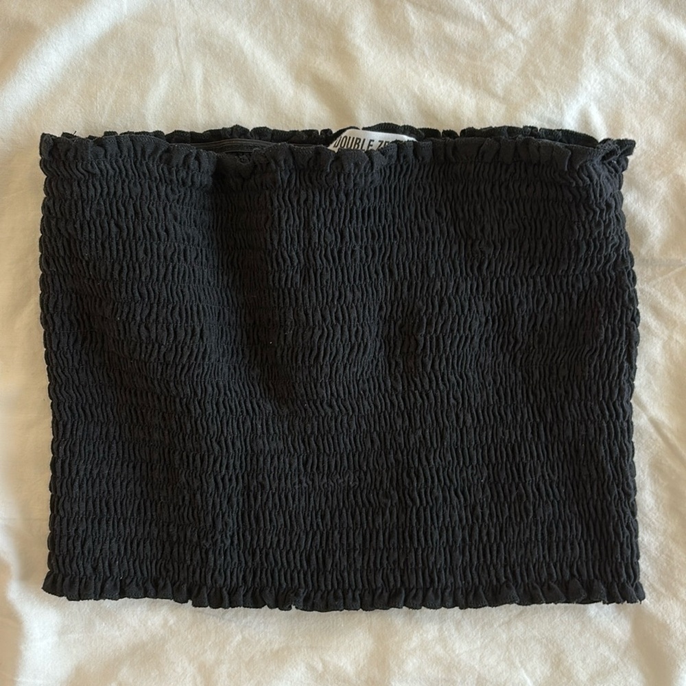 black ruched tube top